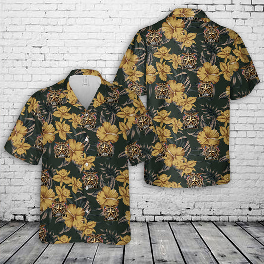 US Army Gold Emblem Hawaiian Shirt