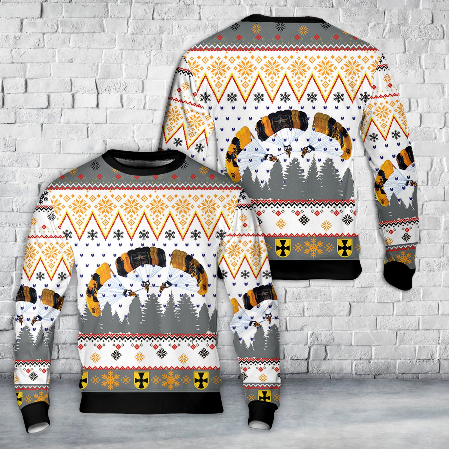 US Army Golden Knight demonstration parachutist Christmas AOP Sweater