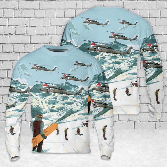 US Army HH-60L Blackhawk, Det. 1, Charlie Company, 1-169th Aviation Regiment - Tennessee Army National Guard Christmas AOP Sweater