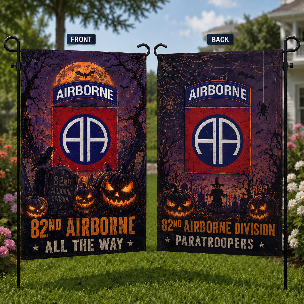 US Army Halloween 82nd Airborne Division Double Sided Garden Flag