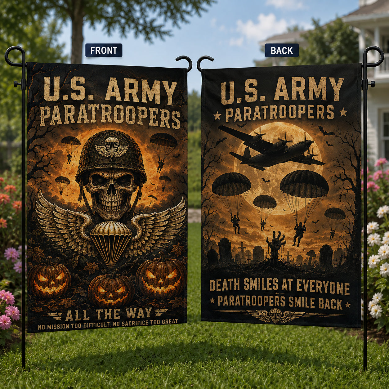 US Army Halloween U.S. Army Paratroopers Double Sided Garden Flag