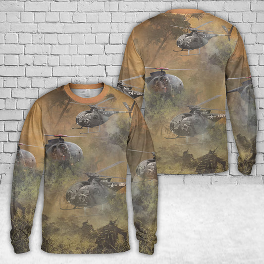 US Army Hughes OH-6 Cayuse AOP Long Sleeve Shirt
