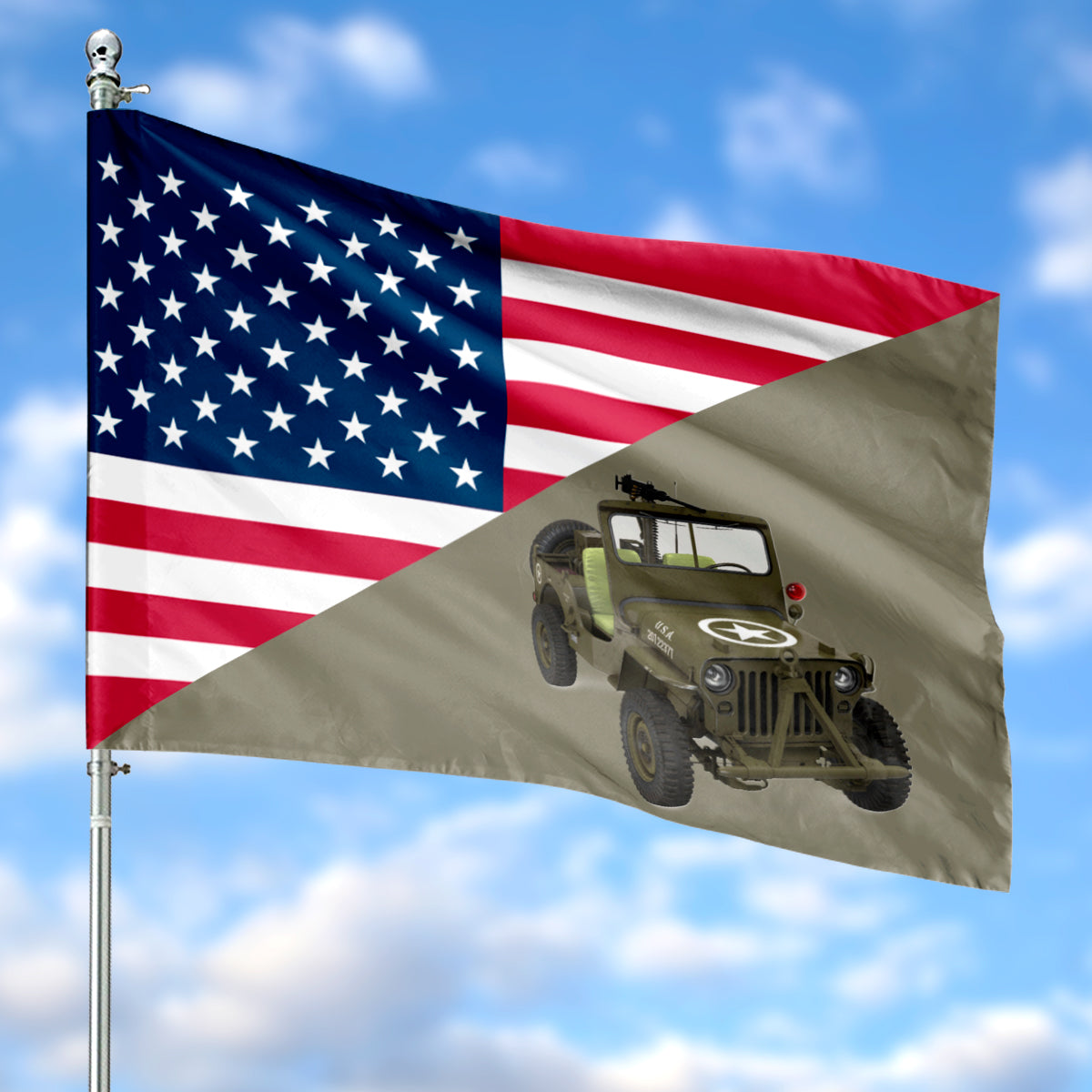 US Army Jeep Willys Flag