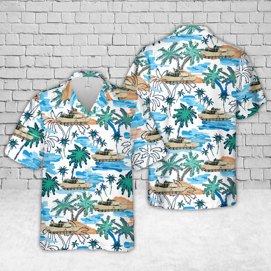 US Army M-1A1 Abrams main battle tank of the 3rd Brigade, 1st Armored Division, 7th Corps during Operation Desert Storm Hawaiian Shirt