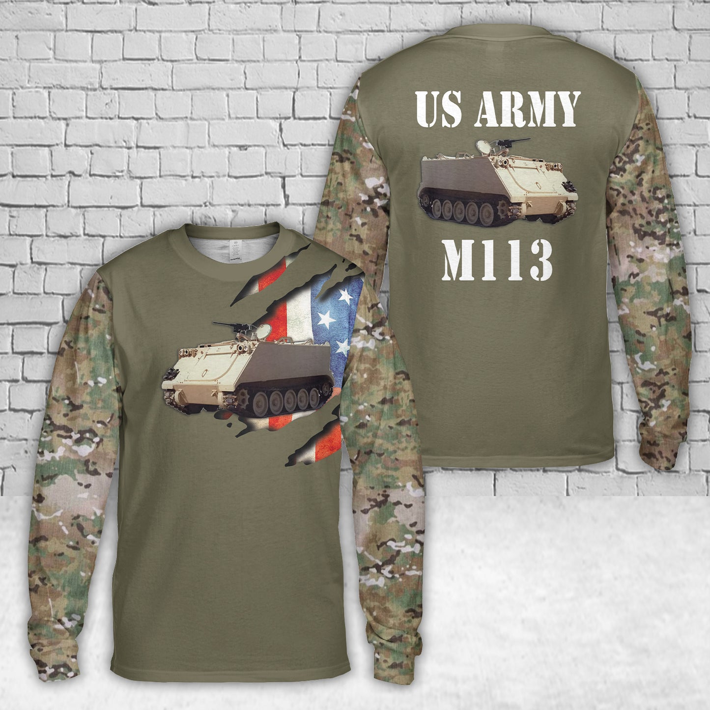 US Army M113 AOP Print Long Sleeve Shirt