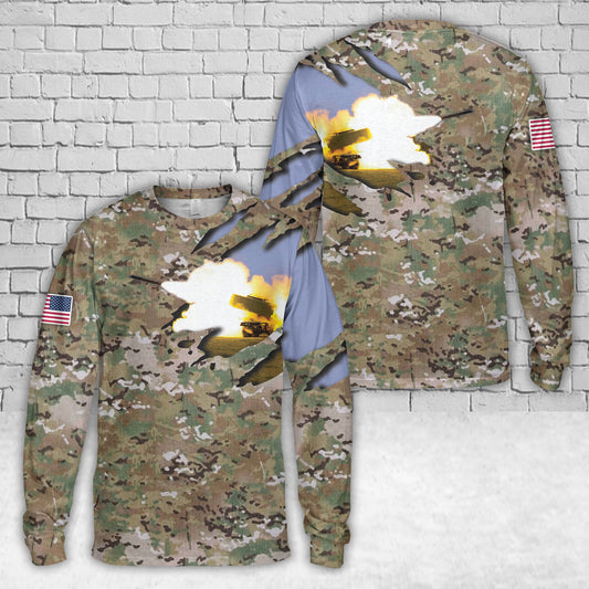 US Army M142 HIMARS AOP Print Long Sleeve Shirt