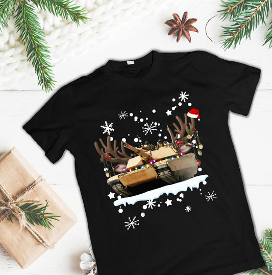 US Army M1A1 Abrams Tank Christmas Classic Unisex T-Shirt Gildan 5000 (Made In US)