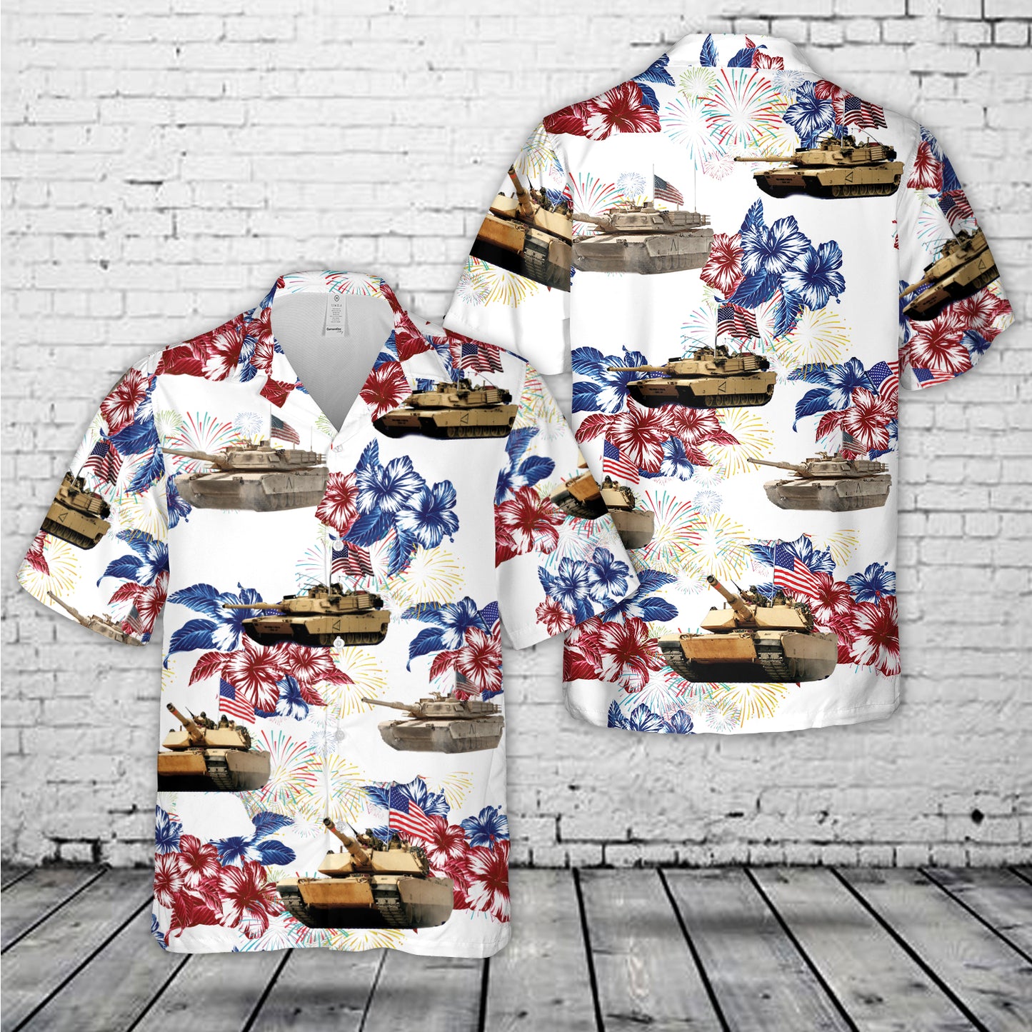 US Army M1A1 Abrams Tank July 4th Hawaiian Shirt