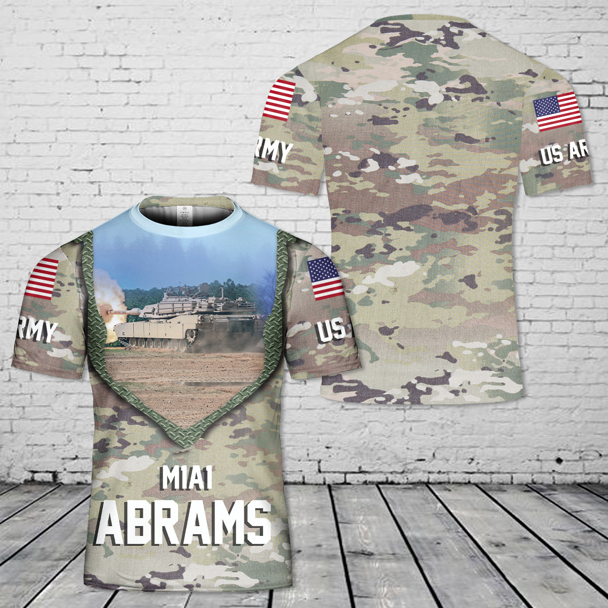 US Army M1A1 Abrams Tank T-Shirt 3D