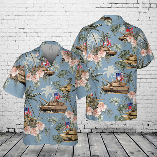 US Army M1 Abrams Tank, 4th Of July Pocket Hawaiian Shirt