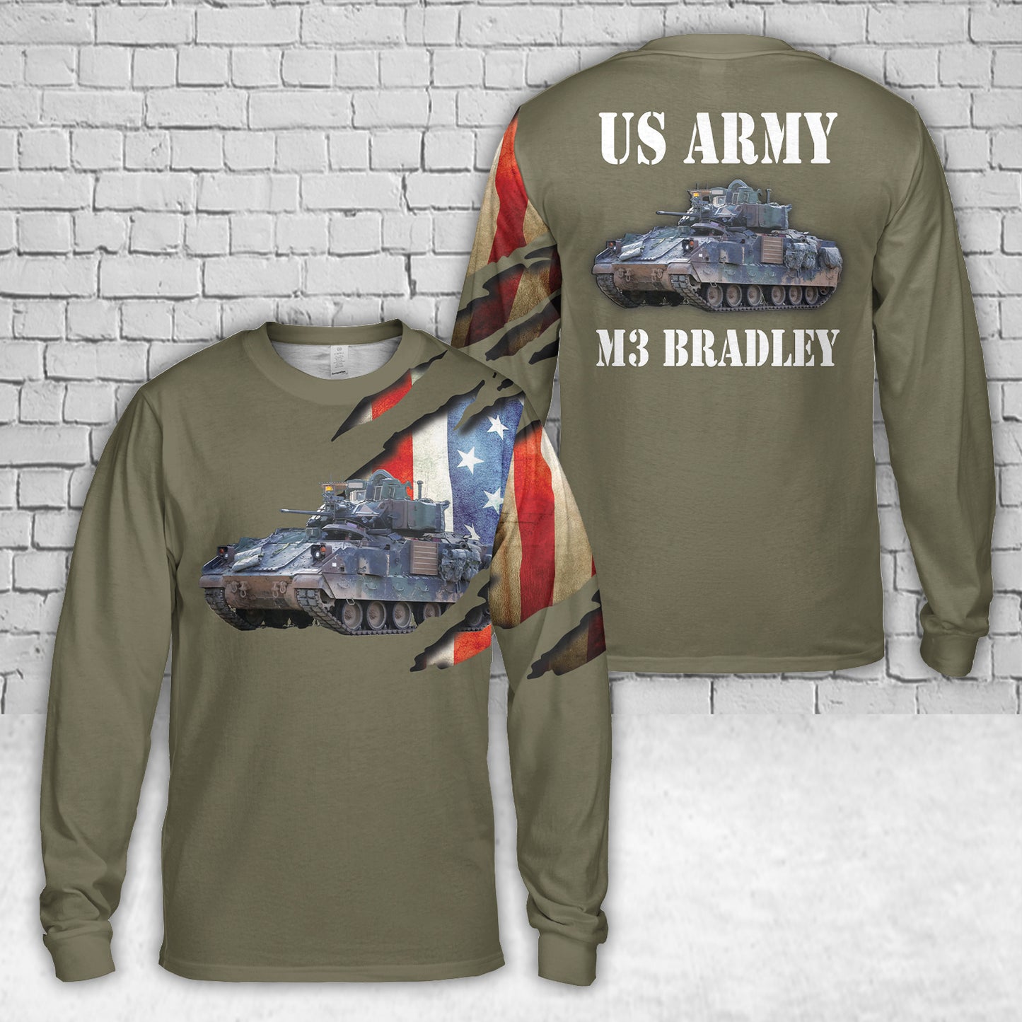 US Army M3 Bradley AOP Print Long Sleeve Shirt