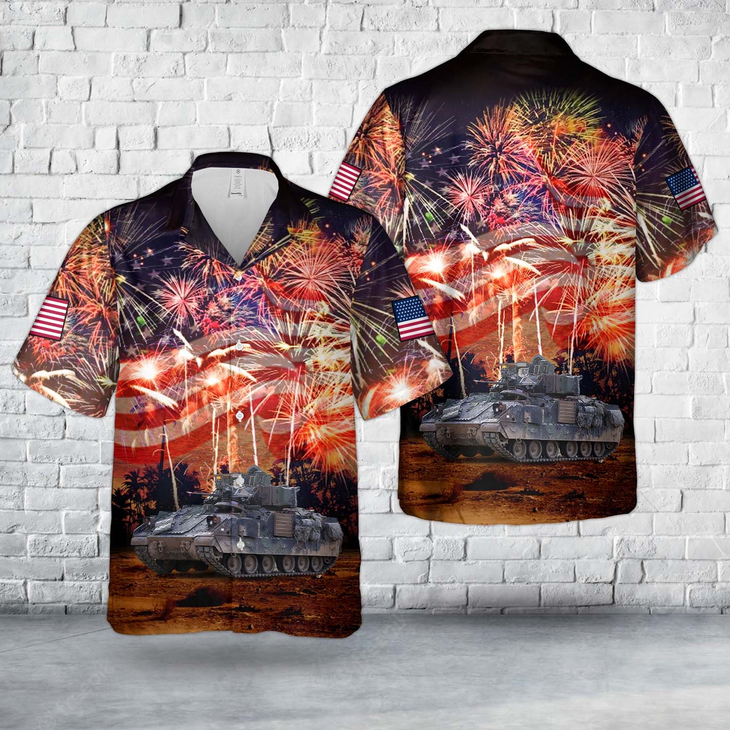 US Army M1128 Mobile Gun System Of Palehorse Troop, 4th Squadron, 2nd Cavalry Regiment, 4th Of July Hawaiian Shirt