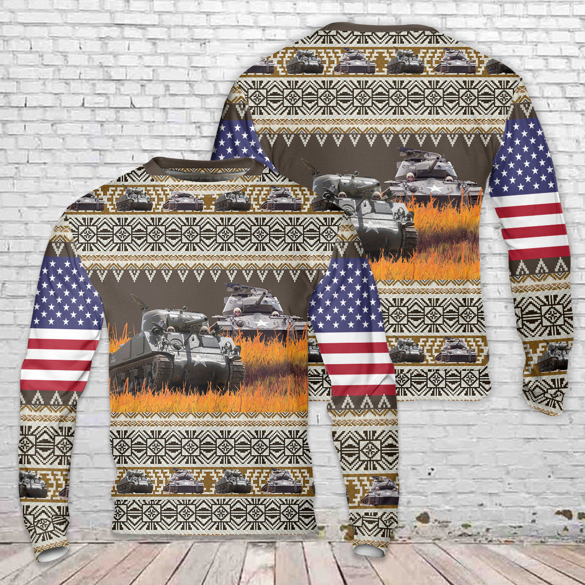 US Army M4A3 Sherman Christmas Sweater