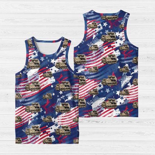 US Army MLRS M270 A1 1998 With Flag AOP Tank Top