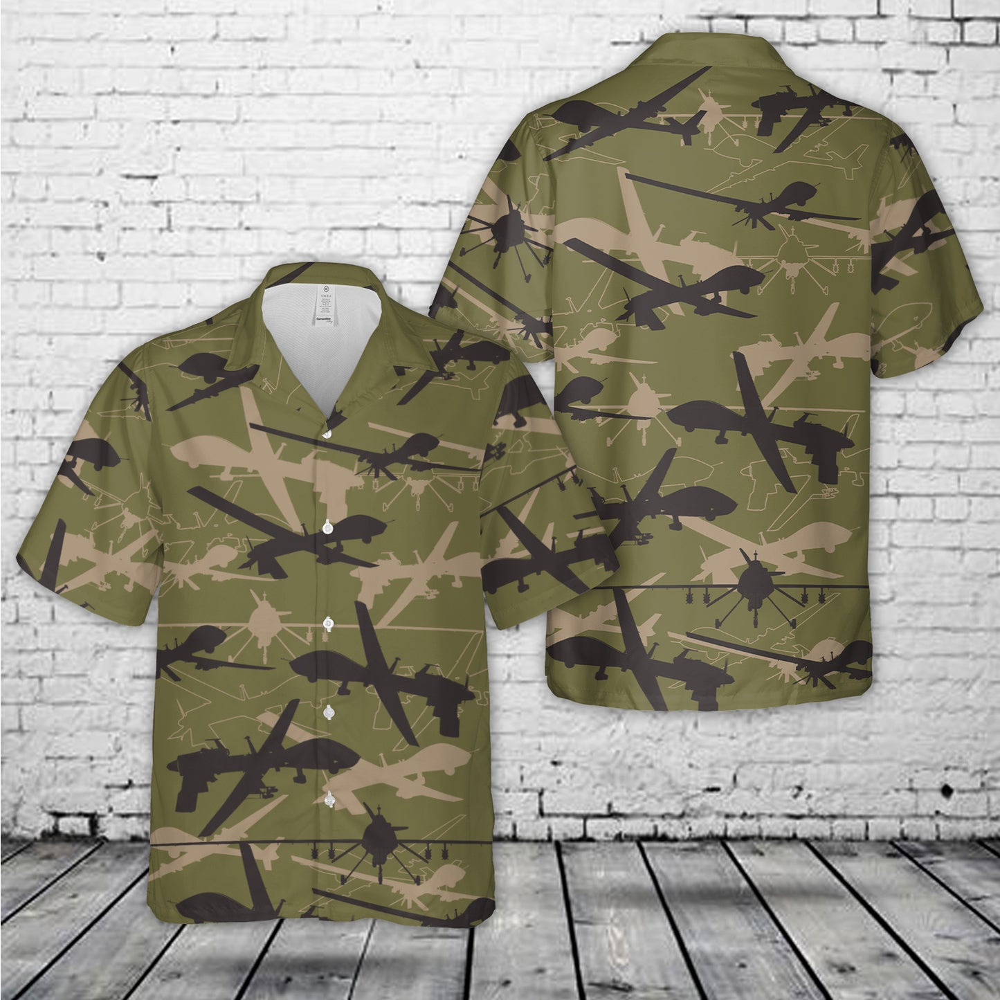 US Army MQ-1C Gray Eagle Silhoutlle Hawaiian Shirt