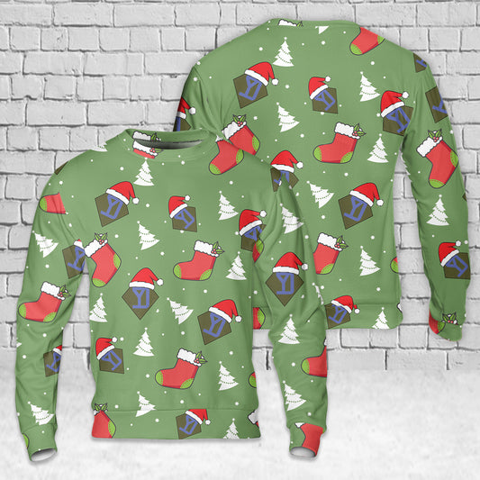 US Army Massachusetts Army National Guard 26th Maneuver Enhancement Brigade "Yankee" Christmas AOP Sweater