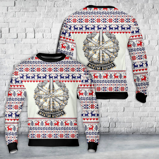 US Army Master Gunner Identification Badge Christmas AOP Sweater