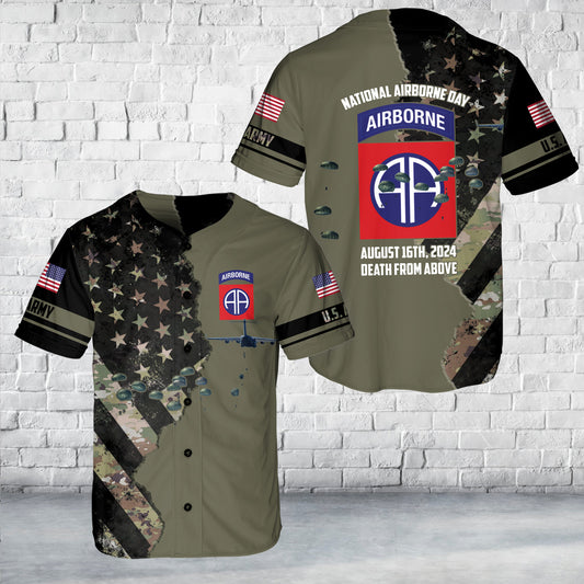 US Army National Airborne Day 2024, 82nd Airborne Division Baseball Jersey