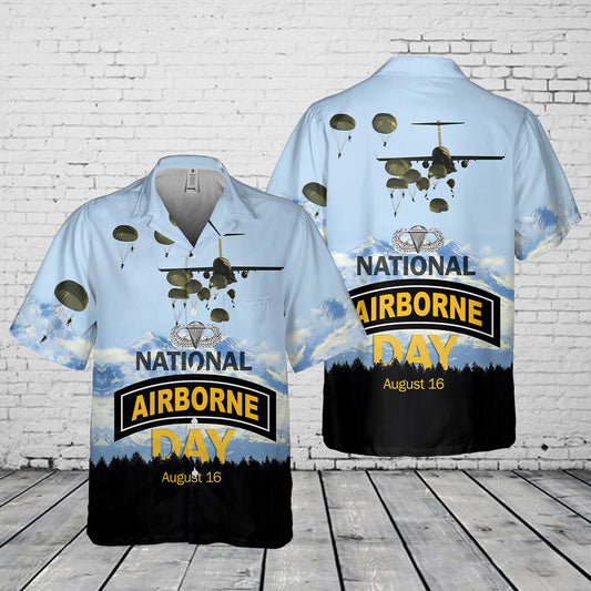 US Army National Airborne Day Pocket Hawaiian Shirt