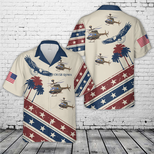US Army OH-58 Kiowa, 4th Of July Hawaiian Shirt
