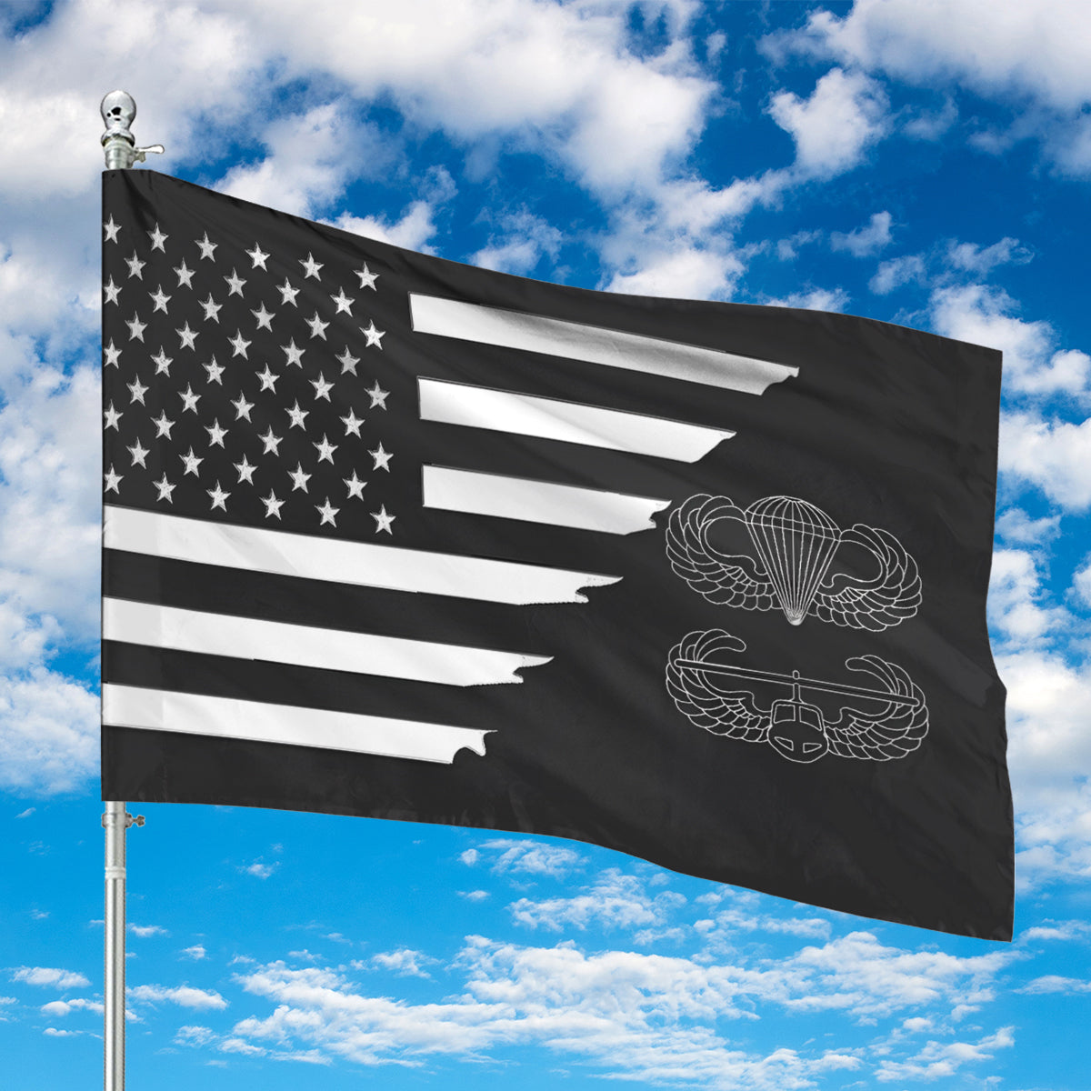 US Army Parachutist and Air Assault Badge Flag
