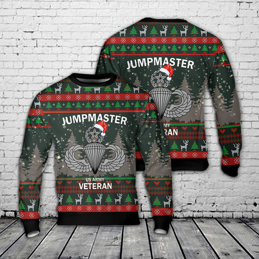 US Army Paratrooper Veteran Jump Master Christmas Sweater