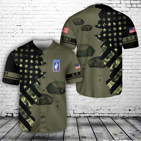 US Army Paratroopers 173rd Airborne Brigade Combat Team descend Baseball Jersey