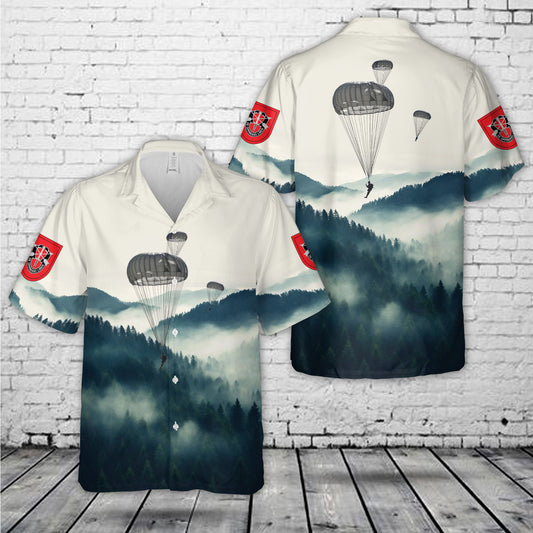 US Army Paratroopers 7th Special Forces Group (Airborne) Parachute Hawaiian Shirt