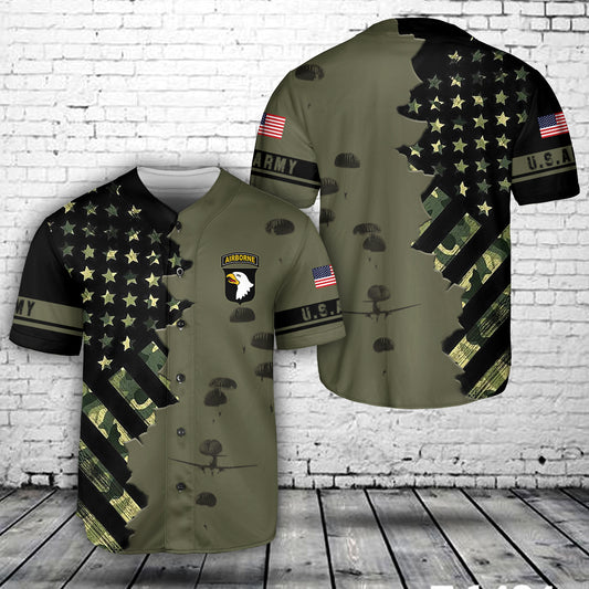 US Army Paratroopers With The 101st Airborne Division Parachute Baseball Jersey