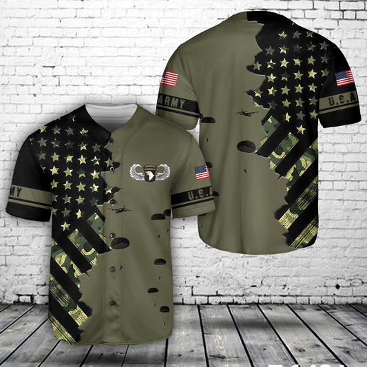 US Army Paratroopers With The 101st Airborne Division Parachute Baseball Jersey