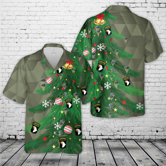 US Army Paratroopers With The 101st Airborne Division Parachute Christmas Hawaiian Shirt