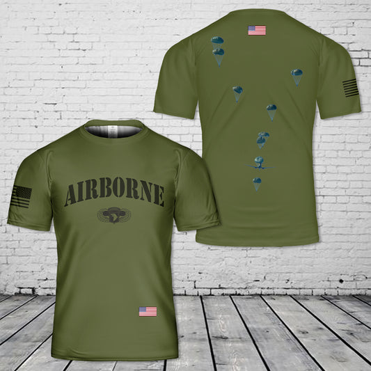 US Army Paratroopers With The 101st Airborne Division Parachute T-Shirt 3D