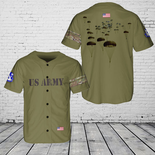 US Army Paratroopers With The 507th Parachute Infantry Regiment (507th PIR) Parachute Baseball Jersey