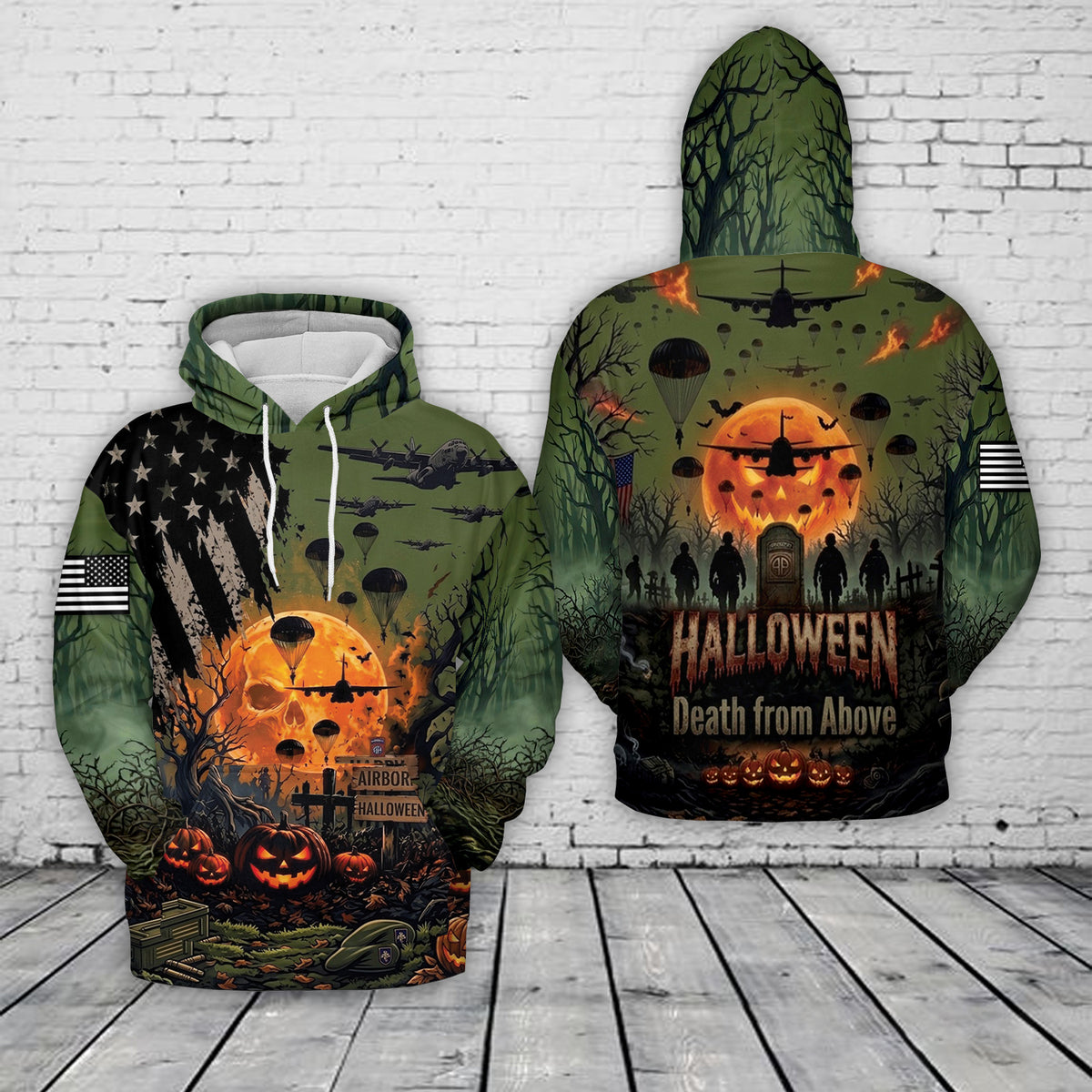 US Army Paratroopers With The 82nd Airborne Division Parachute 3D Hoodie