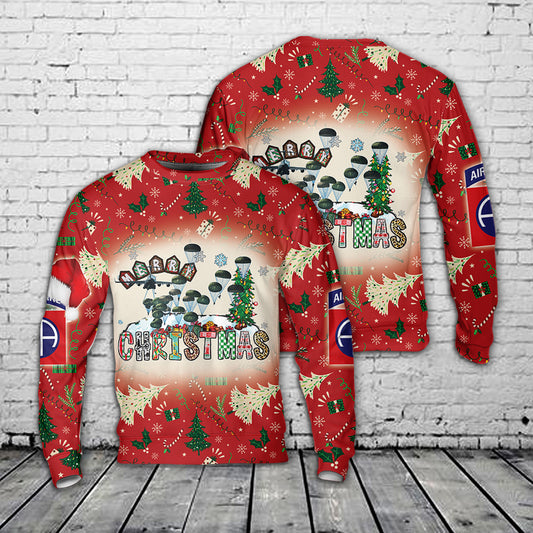 US Army Paratroopers With The 82nd Airborne Division Parachute AOP Christmas Sweater