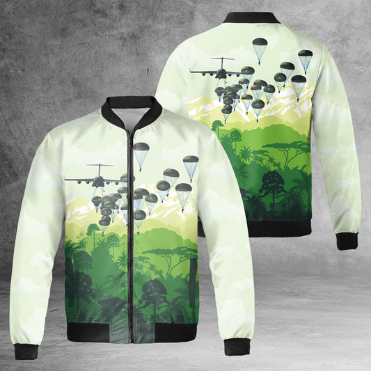 US Army Paratroopers With The 82nd Airborne Division Parachute AOP Fleece Bomber Jacket