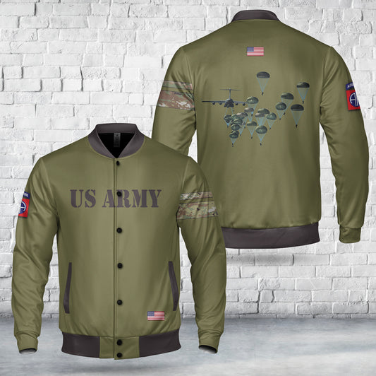 US Army Paratroopers With The 82nd Airborne Division Parachute Baseball Jacket