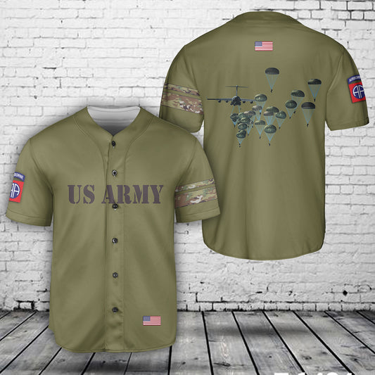 US Army Paratroopers With The 82nd Airborne Division Parachute Baseball Jersey