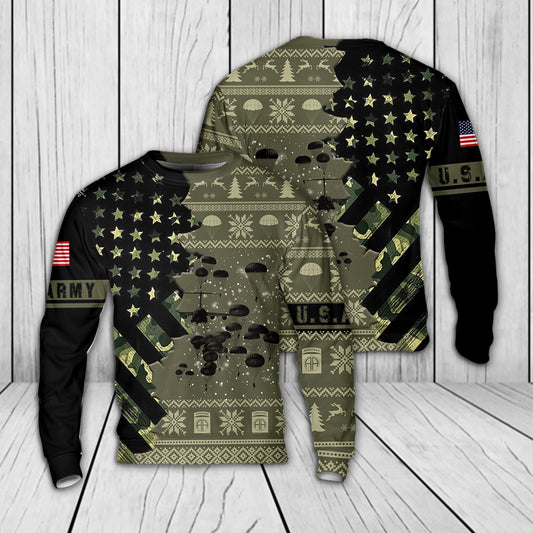 US Army Paratroopers With The 82nd Airborne Division Parachute Christmas Sweater