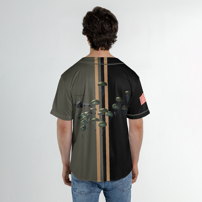 US Army Paratroopers With The 82nd Airborne Division Parachute Baseball Jersey