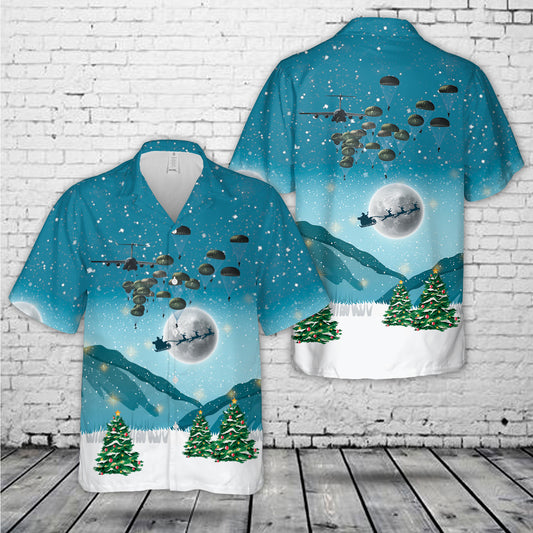 US Army Paratroopers With The 82nd Airborne Division Parachute Christmas Hawaiian Shirt