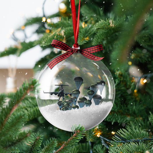 US Army Paratroopers With The 82nd Airborne Division Parachute Clear Christmas Bauble