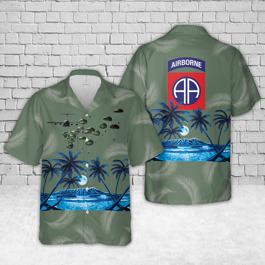 US Army Paratroopers With The 82nd Airborne Division Parachute Hawaiian Shirt