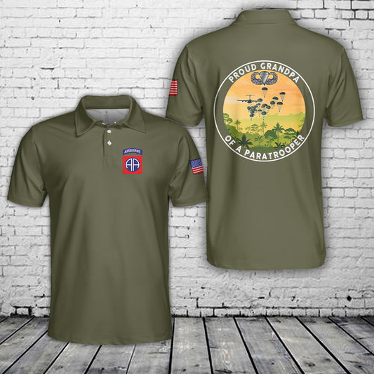 US Army Paratroopers With The 82nd Airborne Division Parachute Grandpa Polo Shirt
