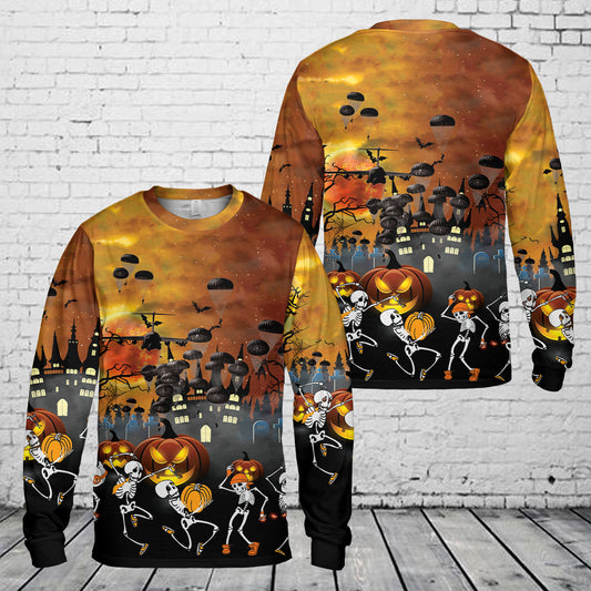 US Army Paratroopers With The 82nd Airborne Division Parachute Halloween Long Sleeve Shirt