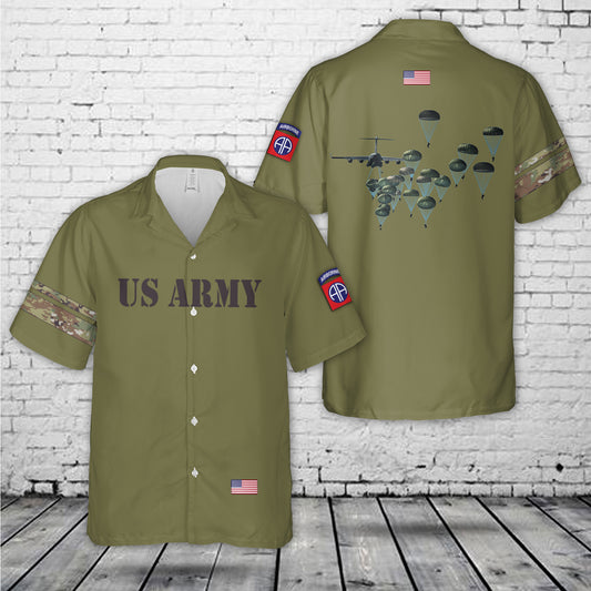 US Army Paratroopers With The 82nd Airborne Division Parachute Hawaiian Shirt