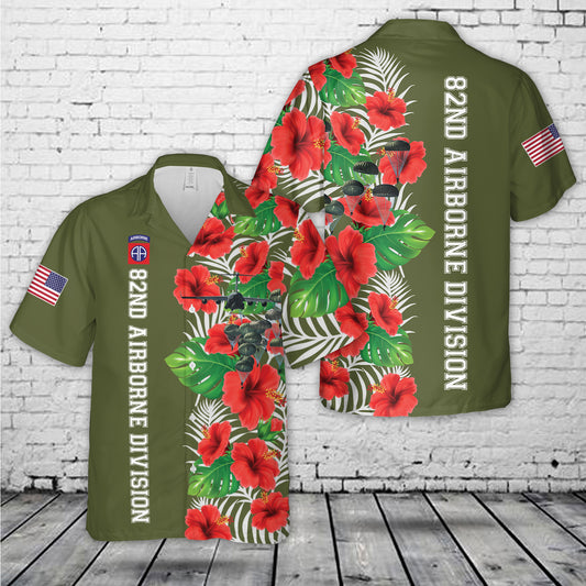 US Army Paratroopers With The 82nd Airborne Division Parachute Hawaiian Shirt