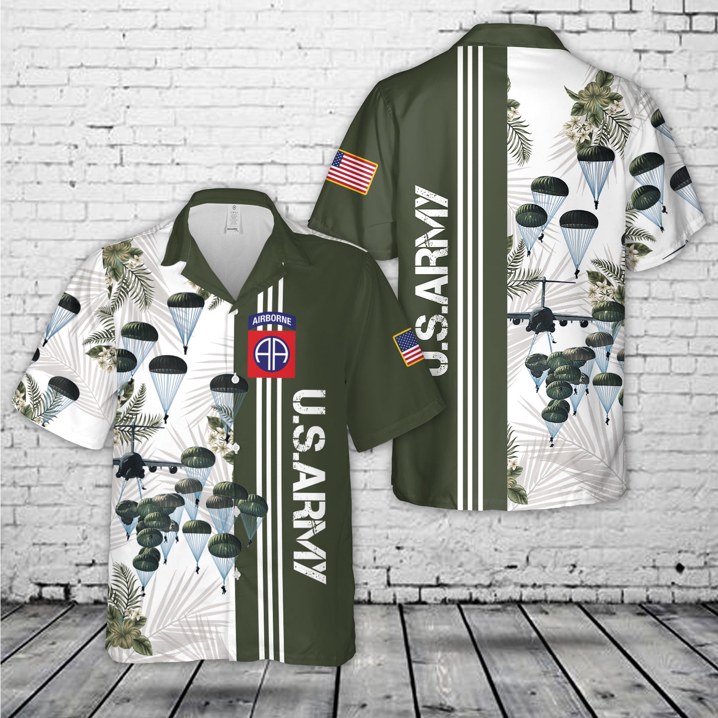 US Army Paratroopers With The 82nd Airborne Division Parachute Hawaiian Shirt
