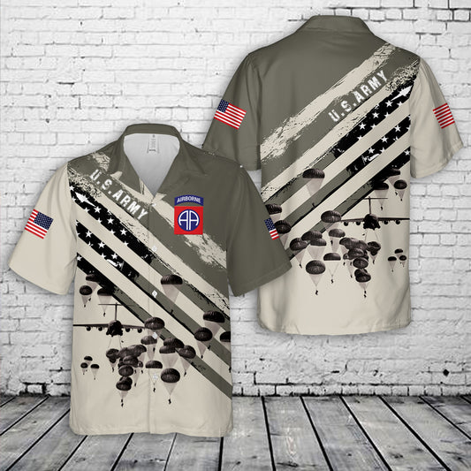 US Army Paratroopers With The 82nd Airborne Division Parachute Hawaiian Shirt