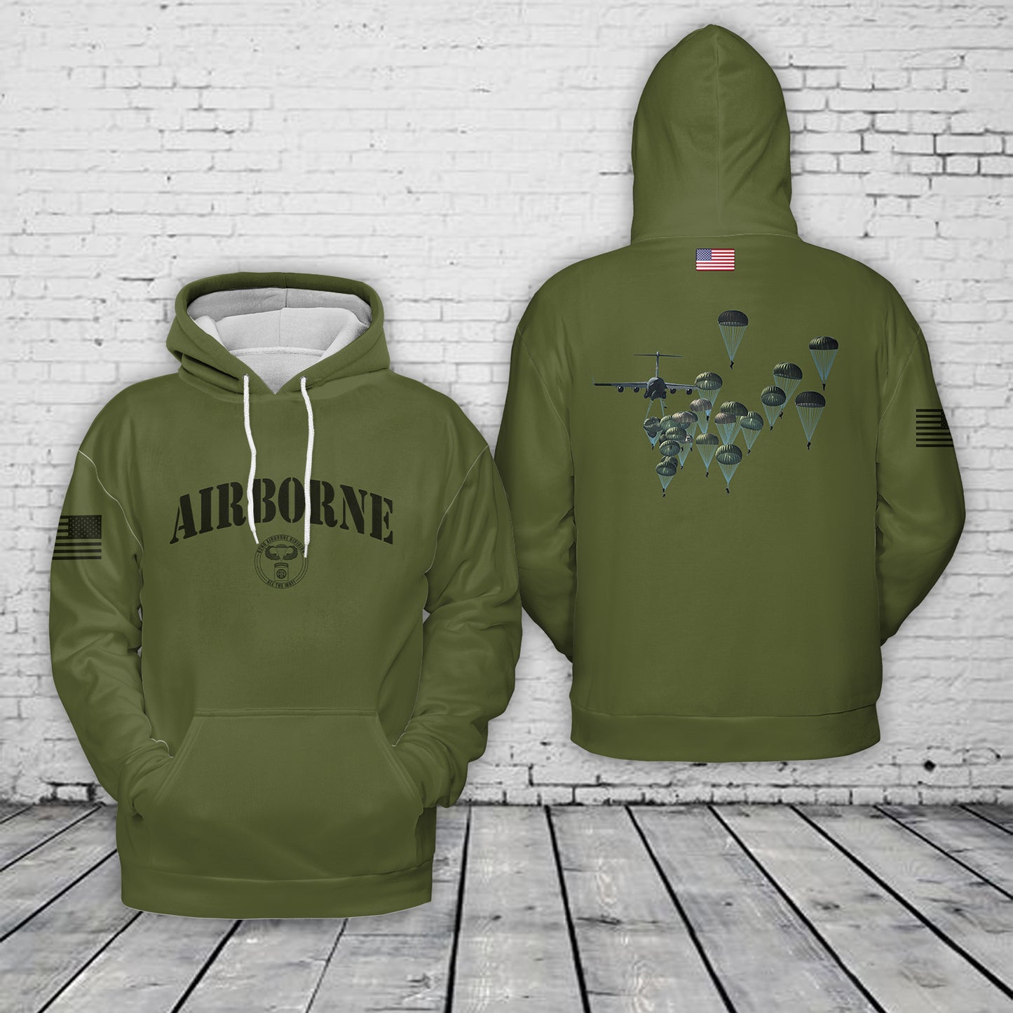 US Army Paratroopers With The 82nd Airborne Division Parachute Hoodie 3D